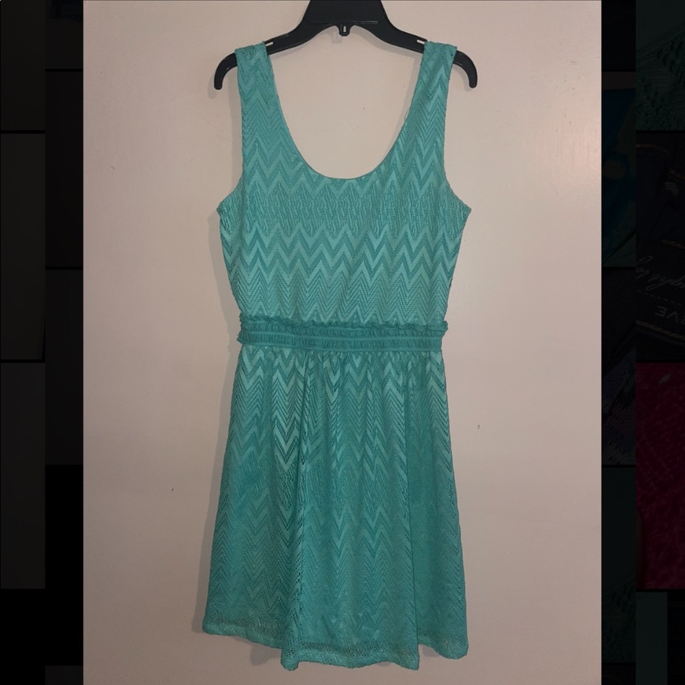 A aqua-ish color dress